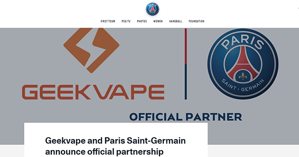 基克納（GEEKVAPE）成為巴黎圣日爾曼俱樂部全球官方合作伙伴